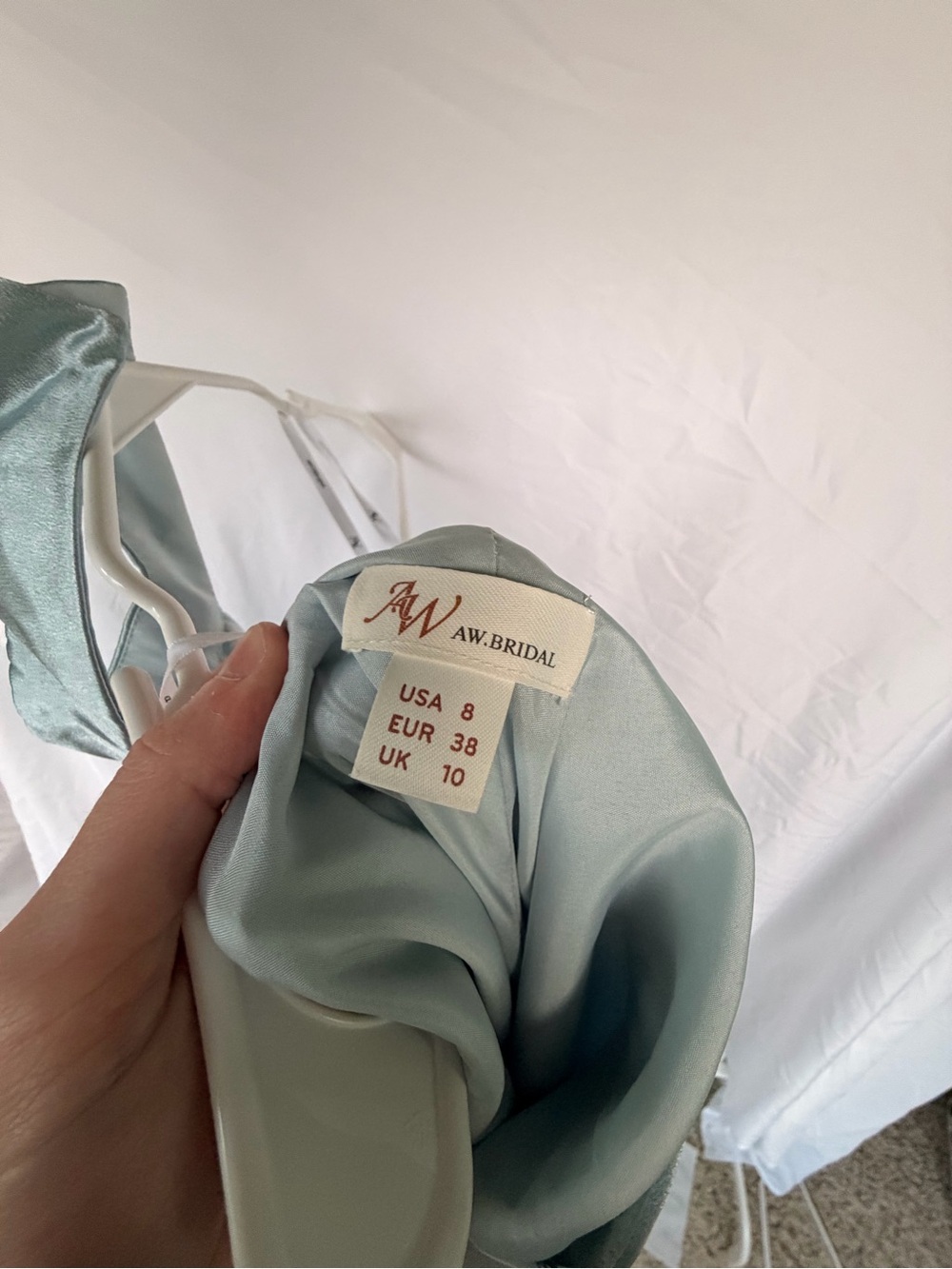 Brand New AW Bridal Satin Halter Dress in Dusty Blue bridesmaid dress - Picture 3 of 3